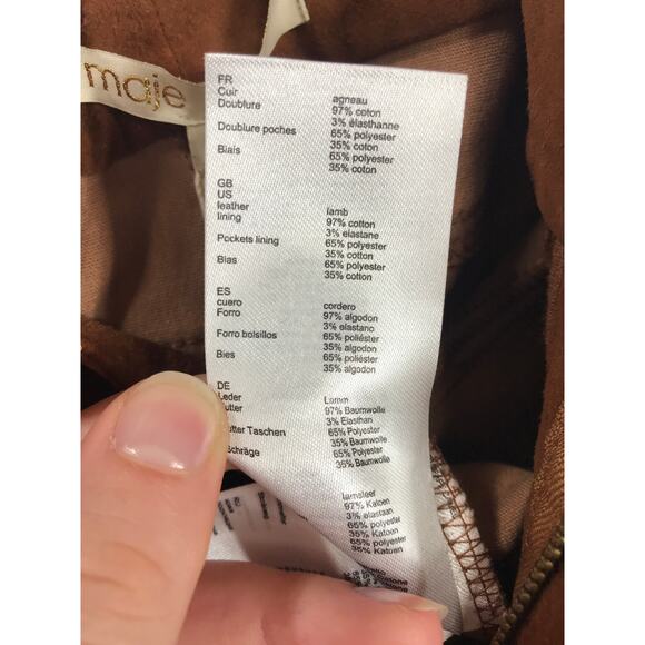 New Maje Women's 38 Pants Suede Leather Camel Brown Durable Versatile US Medium - Picture 9 of 15